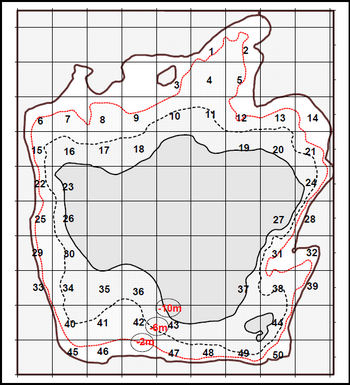 This is a hypothetical map of a lake and sampling numbers