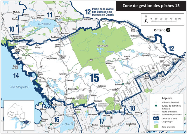 La zone 15 est située principalement dans le Sud de l’Ontario et comprend les villes de Pembroke, Parry Sound, Huntsville et Bancroft.
