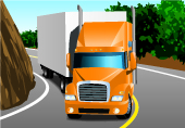 This illustration shows how truck drivers have to adapt the steering arc of the wheels to the angle of the turn.