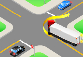 Truck making a right turn on an intersection 