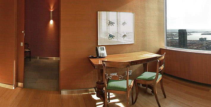 Photo of a wall, table and artwork in the International Room