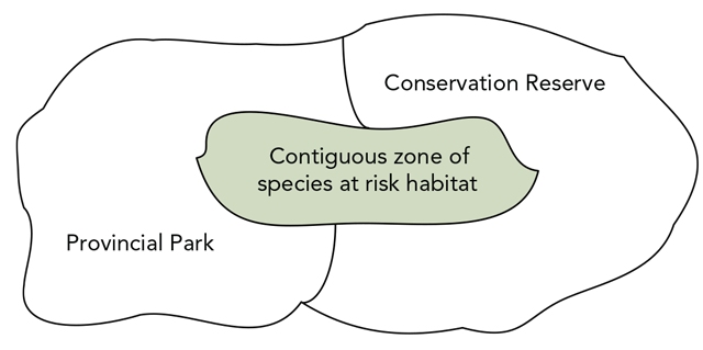 Example of straddled zoning approach showing contiguous zoning across two protected areas.