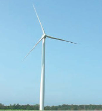 Colour photo of Erie Shores Wind Farm, Port Burwell. Photo credit: Ministry of Natural Resources (MNR).