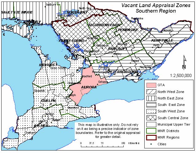 Carte des valeurs zonales – Sud de l’Ontario