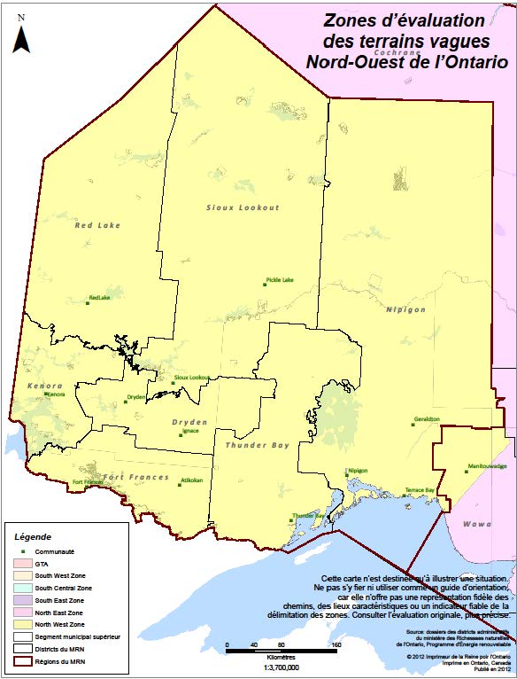 Zones d’evaluation des terrains vagues Nord-Ouest de l’Ontario