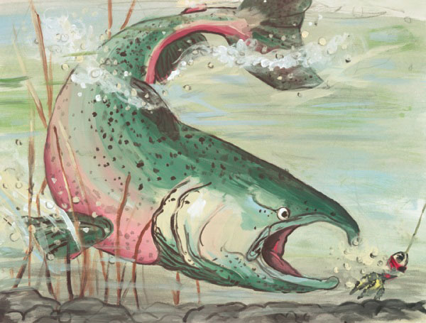 A drawing of a chinook salmon