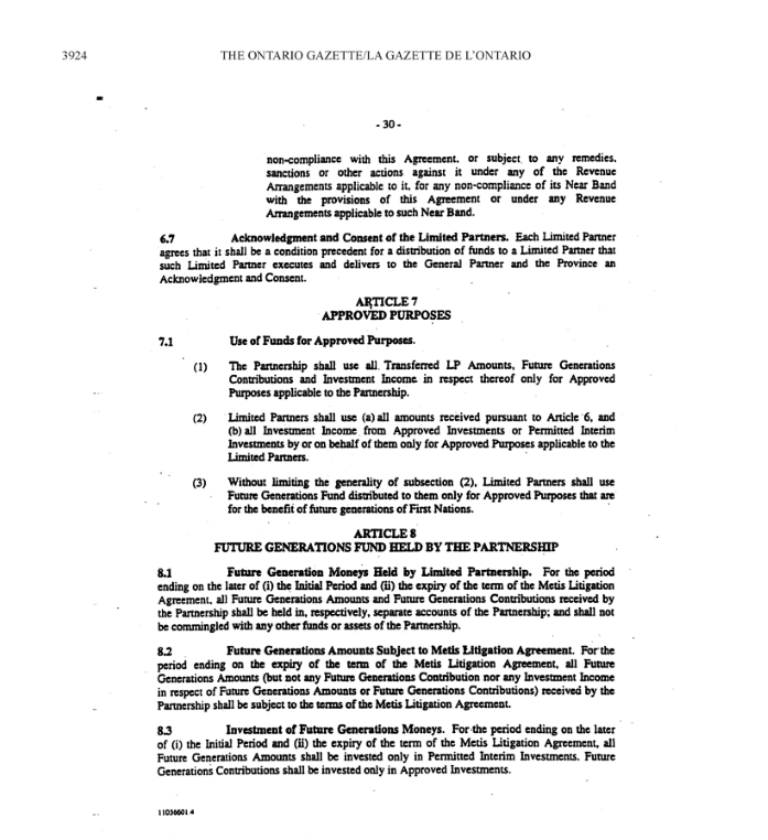 Title: Schedule k OFN limited partnership agreement - Description: A photocopied image of the OFN limited partnership agreement