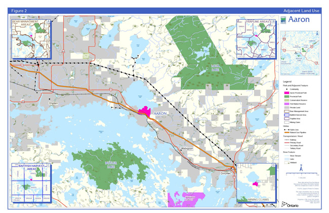 Map of Aaron Provincial Park Adjacent Land Use