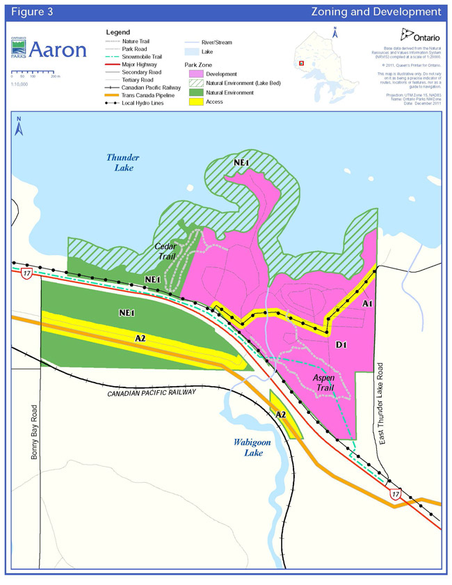 Map of Aaron Provincial Park Zoning and Development