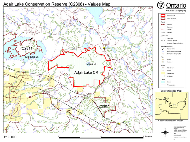 Values Map of Adair Lake Conservation Reserve (C2308)