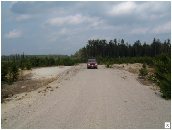 Photograph of Sand dune intersected by the Bog Lake forest access road at 7.2 km from Highway 17