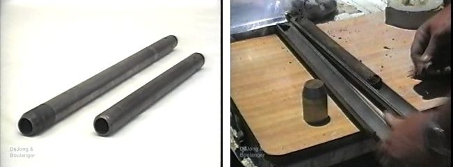 Figure 6-11: This Photograph shows a split-Barrel Tube Sampler Closed. The next photo in Figure 6-11 shows the split-barrel tube sampler open.