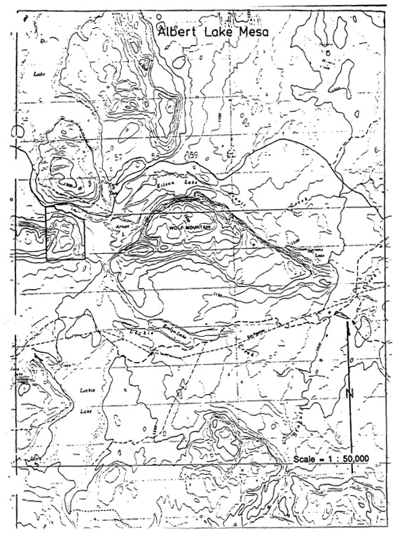 Topographical Map of Albert Lake Mesa