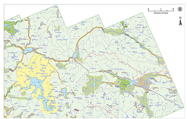 Carte détaillée du nord-est du parc Algonquin
