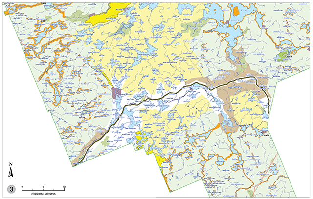 Carte détaillée de la zone sud-ouest du parc Algonquin