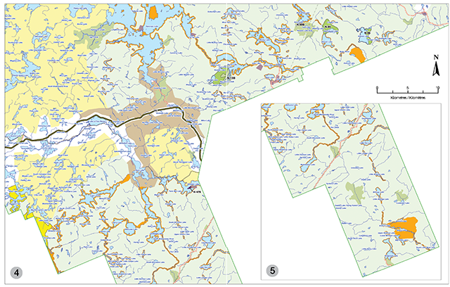 Carte détaillée des régions du sud-est et du sud du parc Algonquin