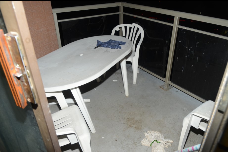 Balcon de l’appartement du plaignant.
