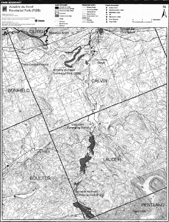 Park boundary of Amable du Fond River Provincial Park