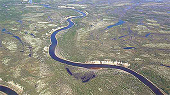 This is a photo showing an aerial view of Polar Bear Provincial Park.