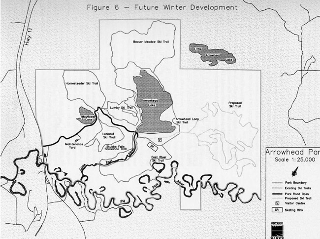 Map showing future winter development at Arrowhead Provincial Park