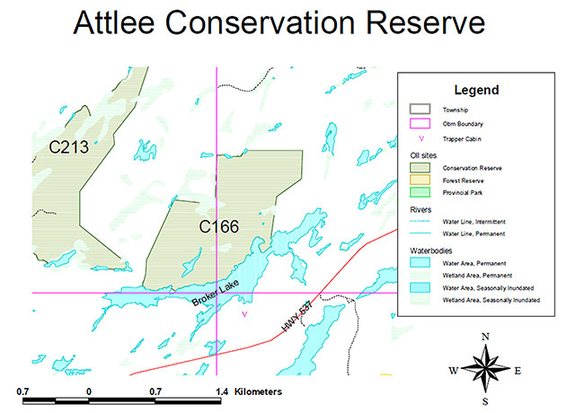 Site map of Attlee Conservation Reserve.