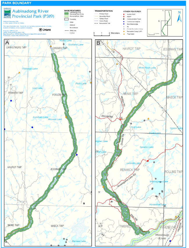 Map of Aubinadong River Provincial Park Park Boundary
