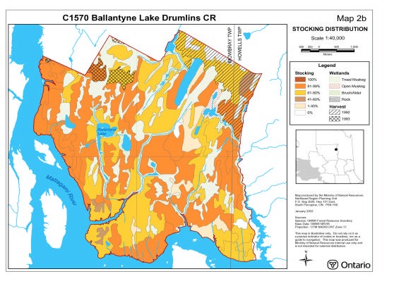 Map of Ballanytyne Lake Drumlins Conservation Reserve Stocking Distribution