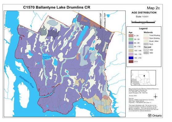 Map of Ballanytyne Lake Drumlins Conservation Reserve Age Distribution