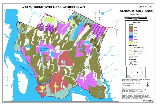Map of Ballanytyne Lake Drumlins Conservation Reserve Standard Forest Units