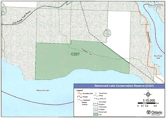 Map of Recreational Values for Basswood Lake Conservation Reserve