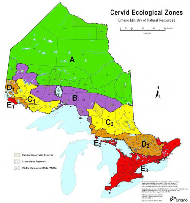 colour map of the cervid ecological zones.