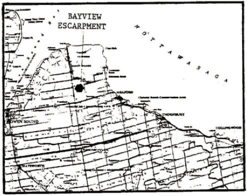 Map showing Regional setting for Bayview Escarpment Provincial Nature Reserve