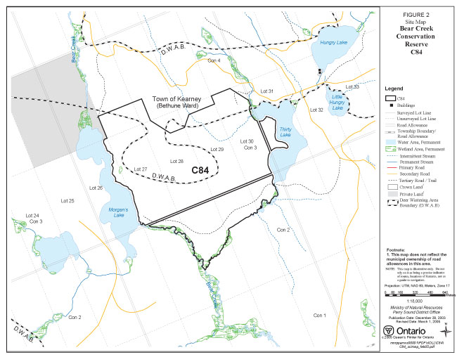 Site map of Bear Creek Conservation Reserve