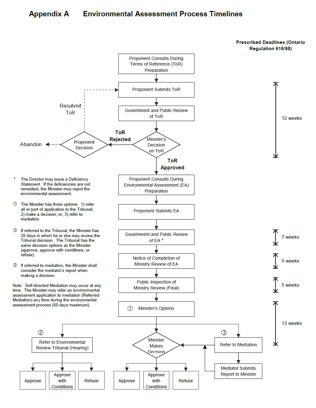 Image shows the flowchart for environmental assessment process timelines