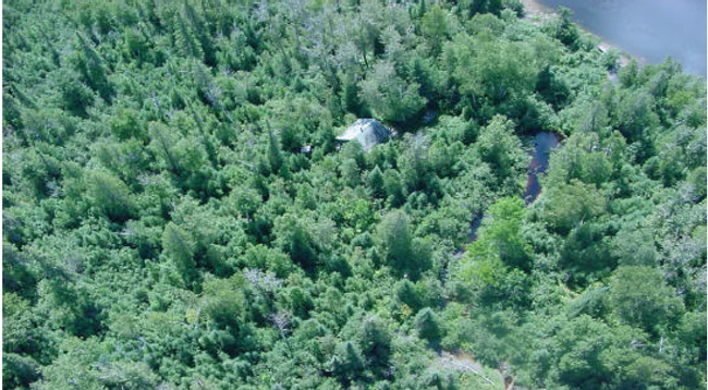 Photograph of trap cabin located on the east side of the Montreal River.