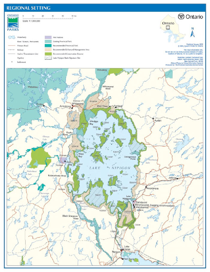 Map showing Black Sturgeon River Provincial Park in relation to surrounding region