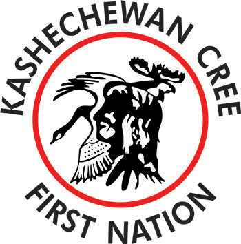 Kashechewan First Nation Logo which features a stylized  Canada goose, moose and profile of a First Nations person which are all interconnected.
