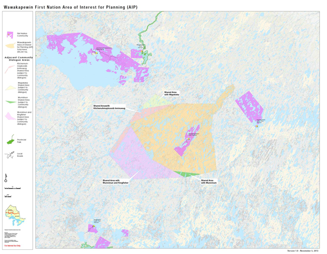A map of the Wawakapewin First Nation Area of Interest for Planning (AIP)