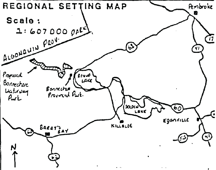 Map of Bonnechere River Provincial Park regional setting