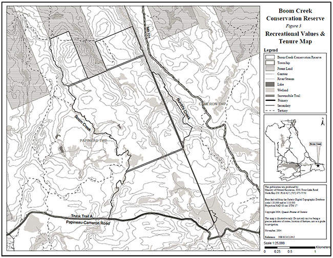 Boom Creek Conservation Recreational Values and Tenure Map