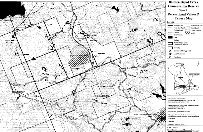 Recreational values and tenure map of Boulter­Depot Creek Conservation Reserve