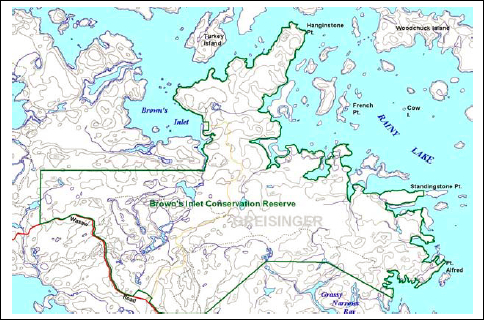 Map showing boundaries of Brown’s Inlet Conservation Reserve