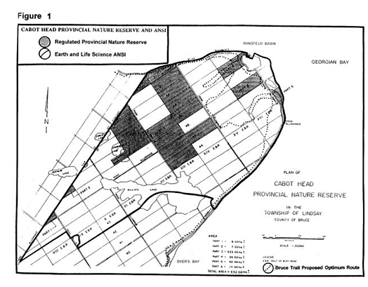 Map of Cabot Head Provincial Nature Reserve and Area of natural and Scientific Interest
