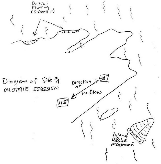 Hand drawn illustration of Site #4 0407191E 5585315N