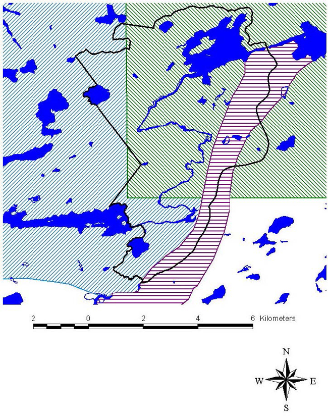 Map showing the boundaries of the Bear Management Areas represented within Campfire River Conservation Reserve.