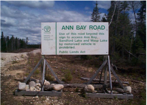 Picture showing access restrictions on the Ann Bay Road.