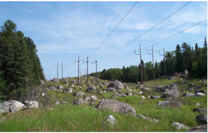 Picture showing glacial erratics along power line between Elsie and Mable Lakes.