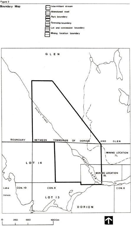 Map showing the boundaries of Cavern Lake Provincial Park
