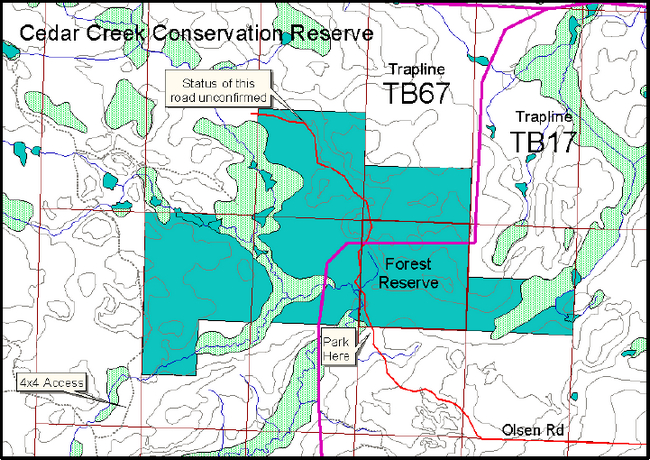 Map of Cedar Creek Conservation Reserve
