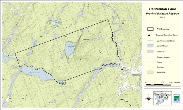 Map showing part 1 of the park boundary for Centennial Provincial Natures